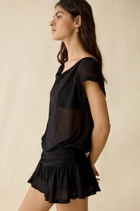 Out From Under Aruba Sheer Mesh Off-Shoulder Romper