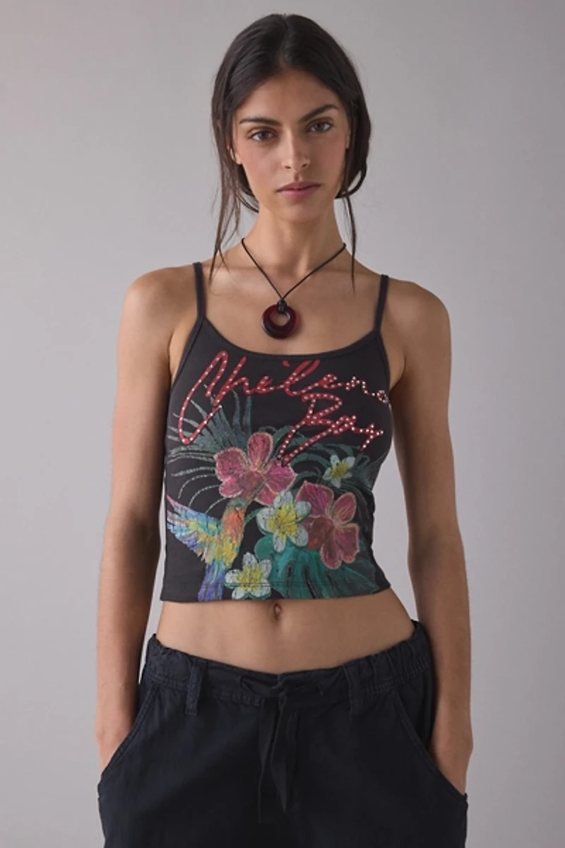 Chileno Bay Rhinestone Graphic Crop Cami