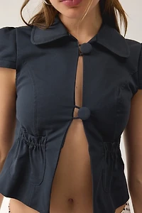 Kimchi Blue Romy Puff Sleeve Blazer Crop Top