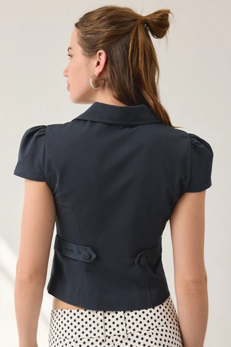 Kimchi Blue Romy Puff Sleeve Blazer Crop Top