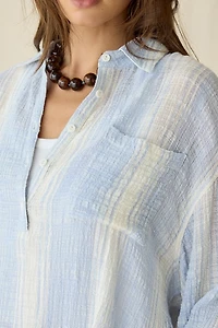 BDG All You Need Semi-Sheer Gauze Oversized Popover Shirt