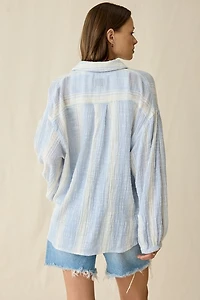 BDG All You Need Semi-Sheer Gauze Oversized Popover Shirt