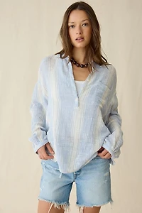 BDG All You Need Semi-Sheer Gauze Oversized Popover Shirt