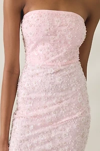 Elevator Disco Happy Beaded Strapless Mini Dress