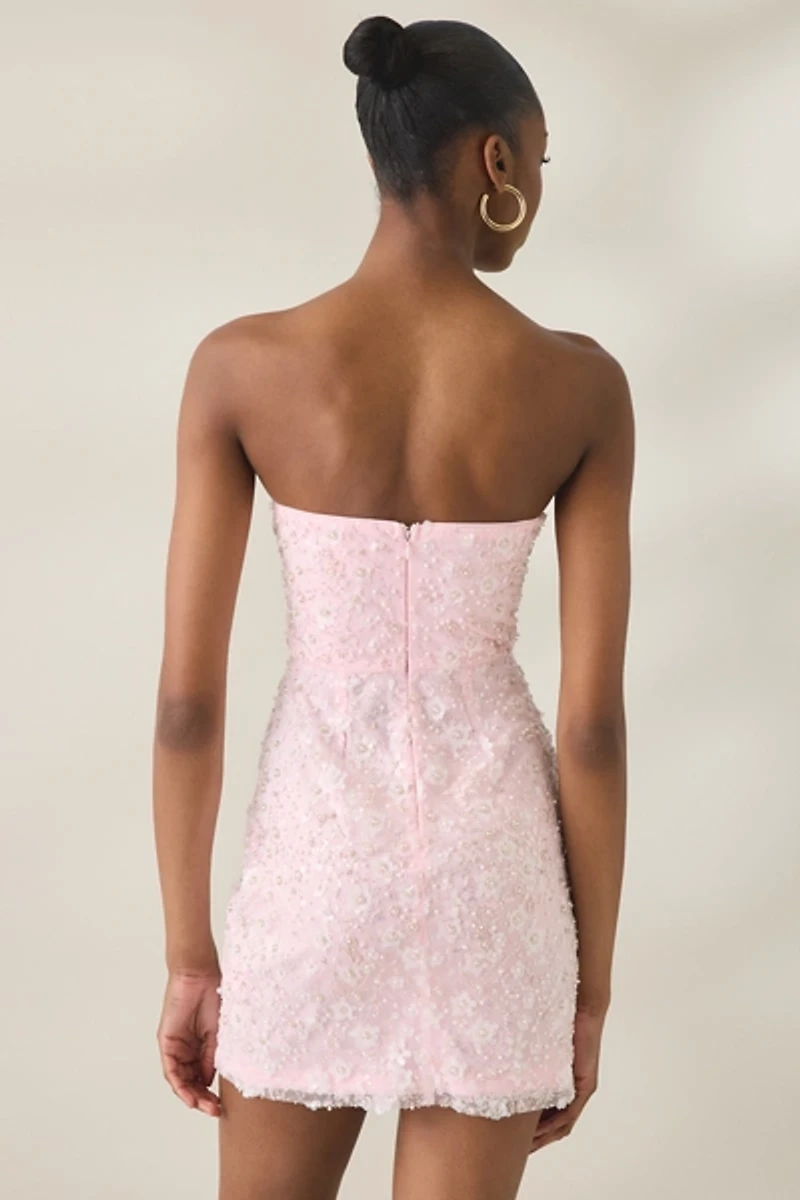 Elevator Disco Happy Beaded Strapless Mini Dress
