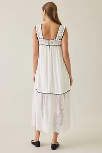 Elevator Disco Grace Lace Trim Babydoll Maxi Dress