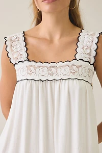 Elevator Disco Grace Lace Trim Babydoll Maxi Dress