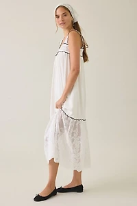 Elevator Disco Grace Lace Trim Babydoll Maxi Dress