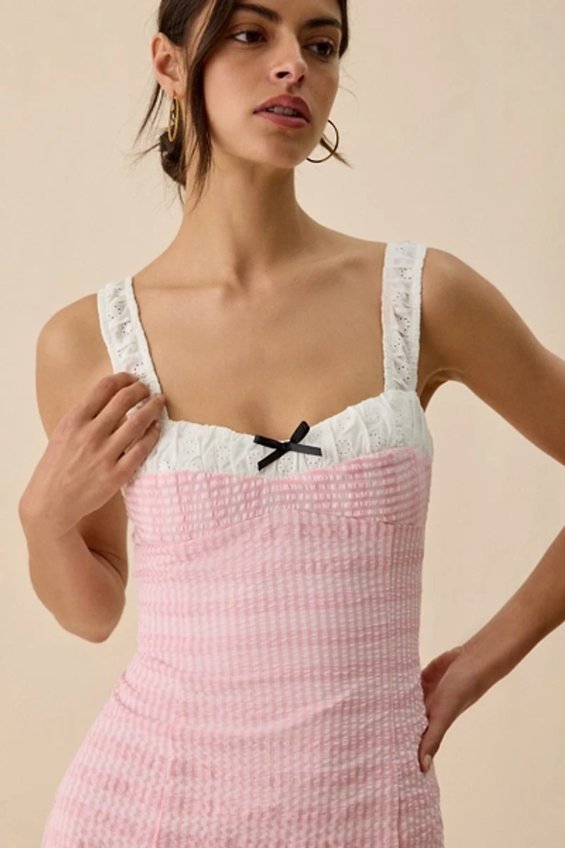 Elevator Disco Urban Sass Seersucker Bustier Mini Dress