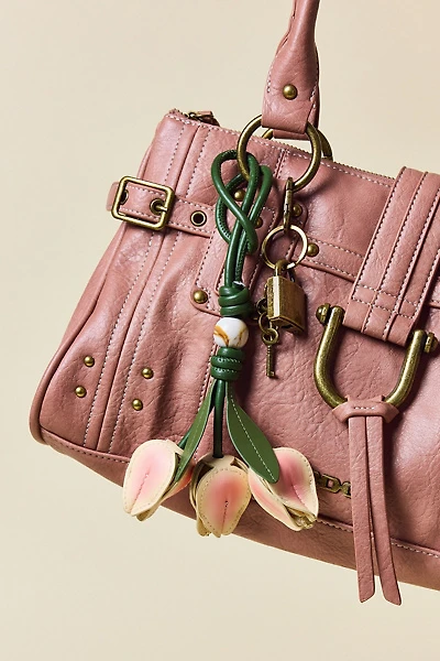 Faux Leather Flower Bouquet Bag Charm