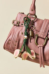 Faux Leather Flower Bouquet Bag Charm
