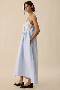 Elevator Disco Momentum Tie-Front Smocked Trapeze Maxi Dress