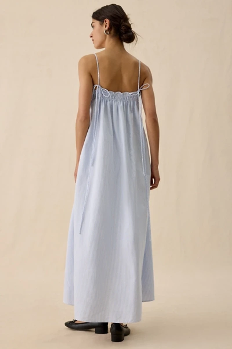 Elevator Disco Momentum Tie-Front Smocked Trapeze Maxi Dress