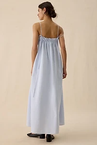 Elevator Disco Momentum Tie-Front Smocked Trapeze Maxi Dress