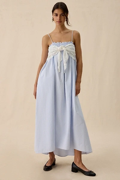 Elevator Disco Momentum Tie-Front Smocked Trapeze Maxi Dress