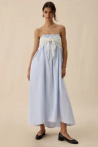 Elevator Disco Momentum Tie-Front Smocked Trapeze Maxi Dress