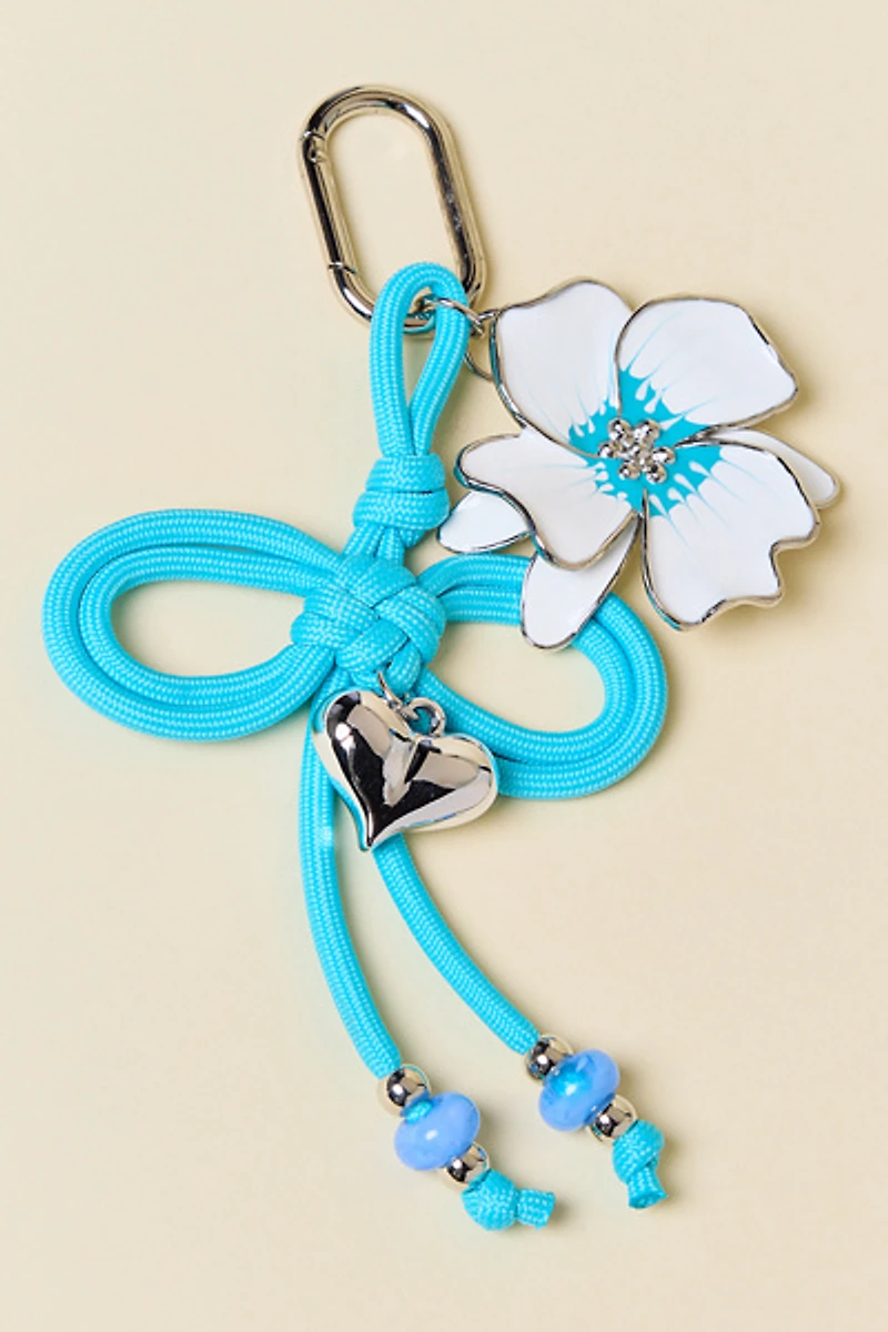 Enameled Hibiscus Flower Keychain