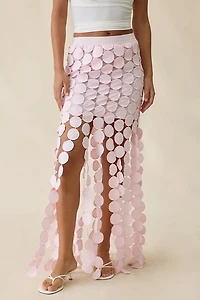 Elevator Disco Luna Dot Fringe Maxi Skirt