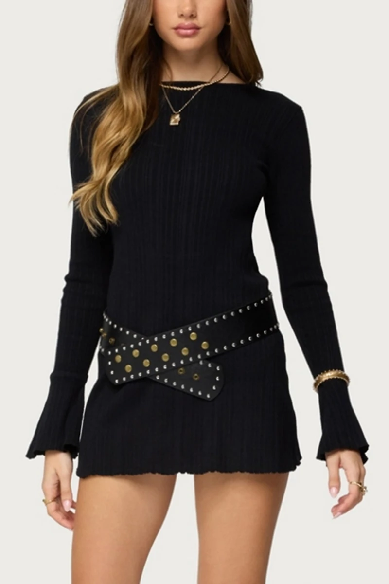 Edikted Isabel Backless Ribbed Knit Mini Dress