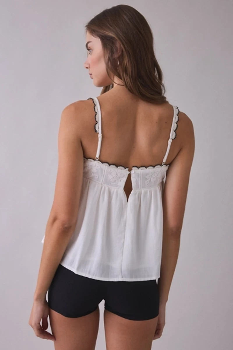 Elevator Disco Wednesday Lace Trim Babydoll Tank Top