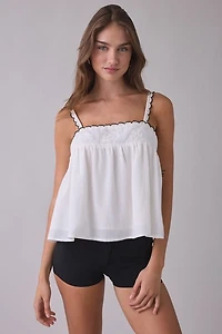 Elevator Disco Wednesday Lace Trim Babydoll Tank Top