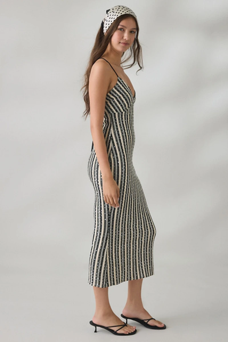 Elevator Disco Moonlight Sinna Sequin Embellished Knit Midi Dress