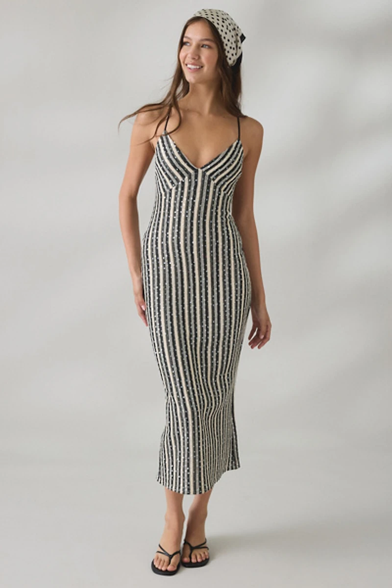 Elevator Disco Moonlight Sinna Sequin Embellished Knit Midi Dress