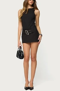 Edikted Sharone Belted Pinstripe Romper