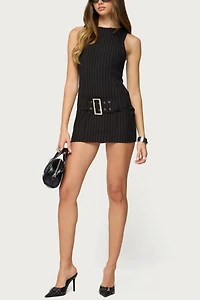 Edikted Sharone Belted Pinstripe Romper