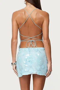 Edikted Textured Sequin Backless Mini Dress