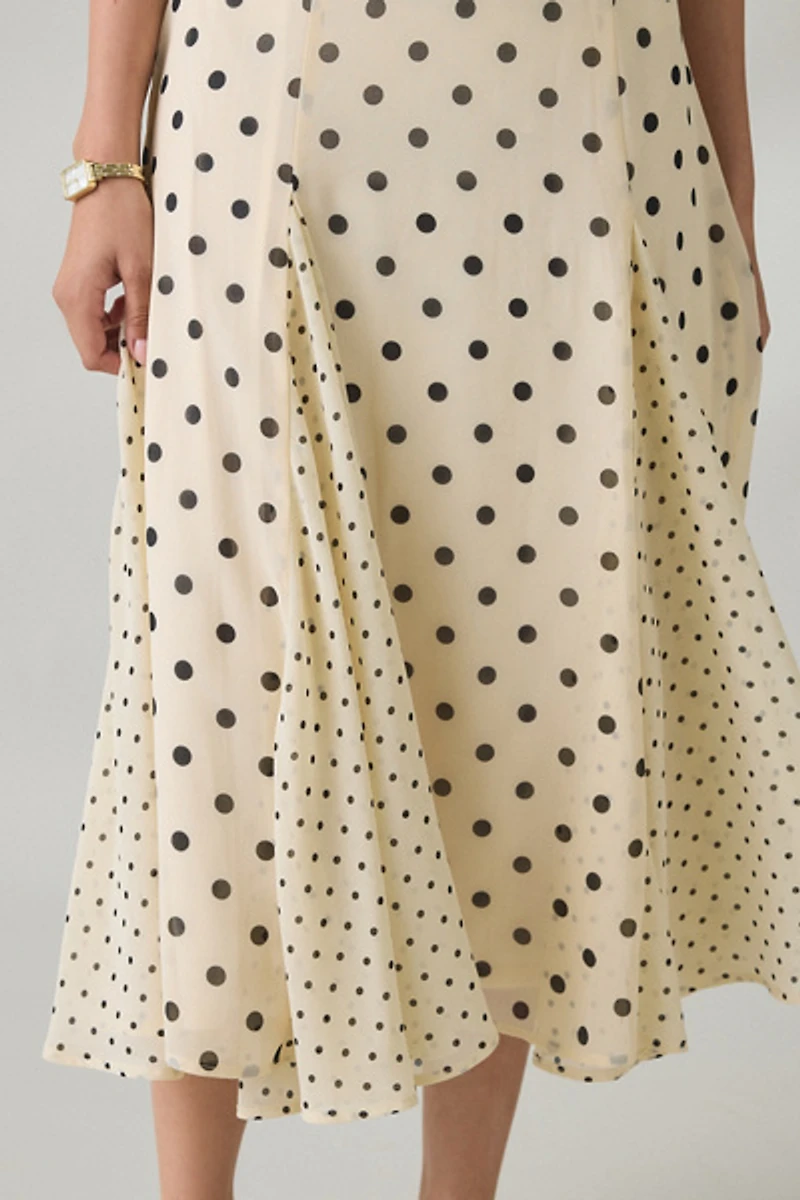 Elevator Disco One Of A Kind Polka Dot Halter Midi Dress