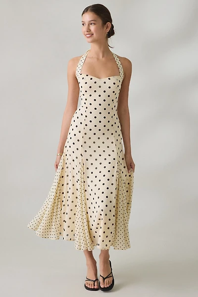 Elevator Disco One Of A Kind Polka Dot Halter Midi Dress