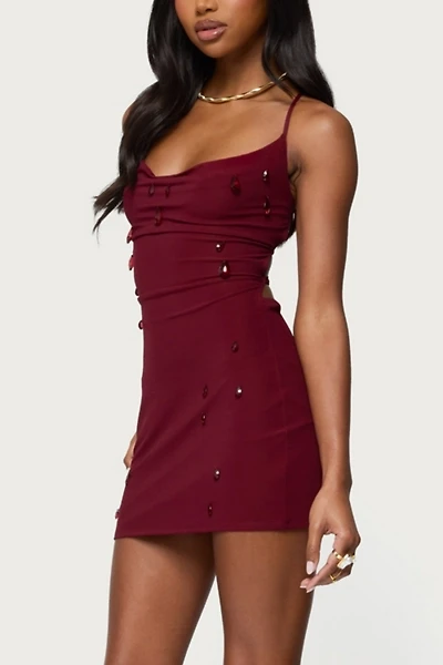 Edikted Faux Crystal Backless Mesh Mini Dress