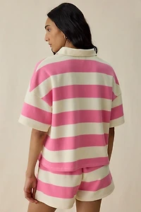 Elevator Disco Sunday Vibes Oversized Short Sleeve Polo Top