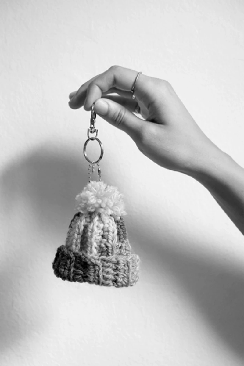 MARVES new york Crochet Upcycled Mini Beanie Keychain Bag Charm