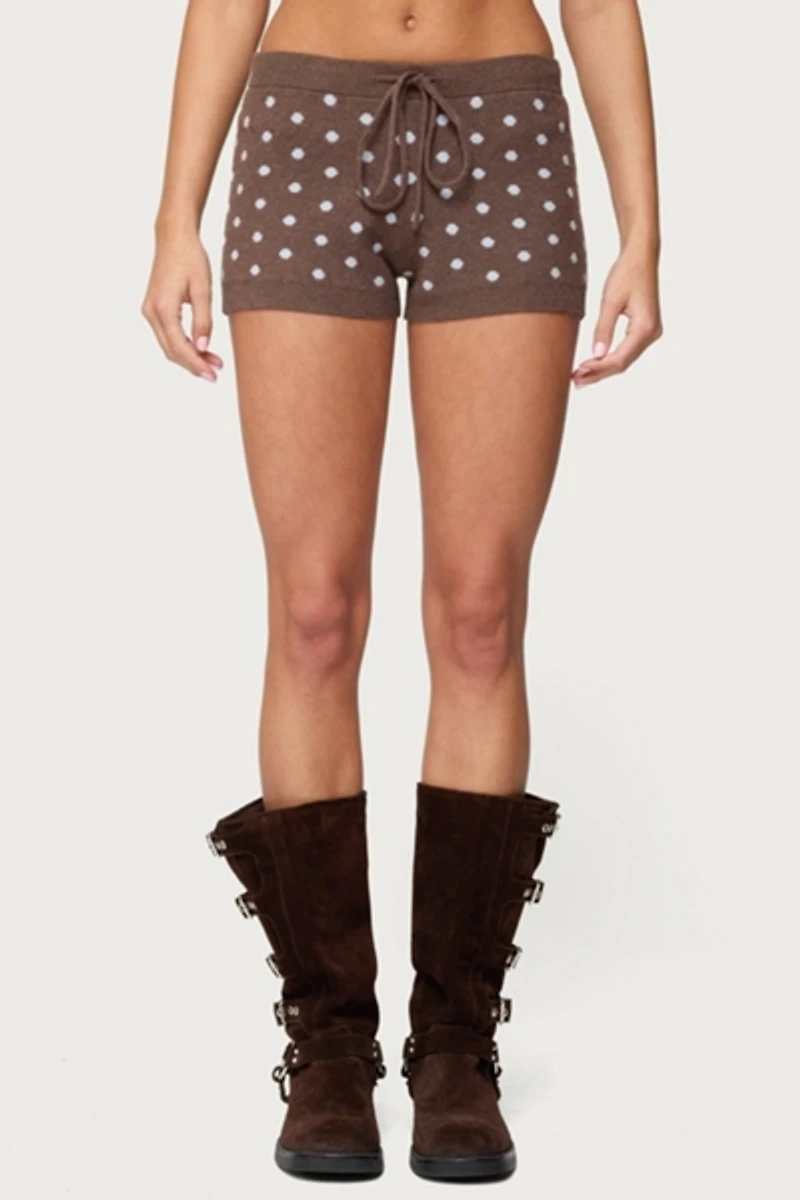 Edikted Kenny Polka Dot Knit Shorts