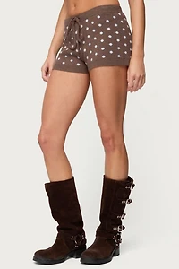 Edikted Kenny Polka Dot Knit Shorts