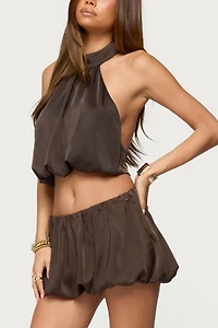 Edikted Dorah Satin Effect Bubble Mini Skirt