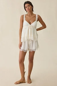 Elevator Disco Italia Lace Trim Babydoll Tank Top