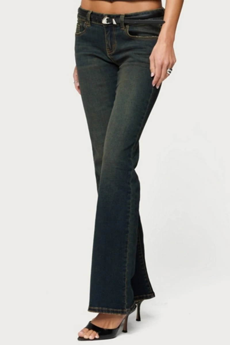 Edikted Tez Vintage Washed Low Rise Bootcut Jeans