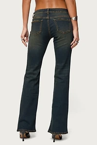 Edikted Tez Vintage Washed Low Rise Bootcut Jeans