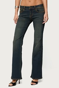 Edikted Tez Vintage Washed Low Rise Bootcut Jeans