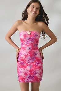 Elevator Disco Blooming Sequin Strapless Mini Dress
