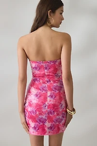 Elevator Disco Blooming Sequin Strapless Mini Dress