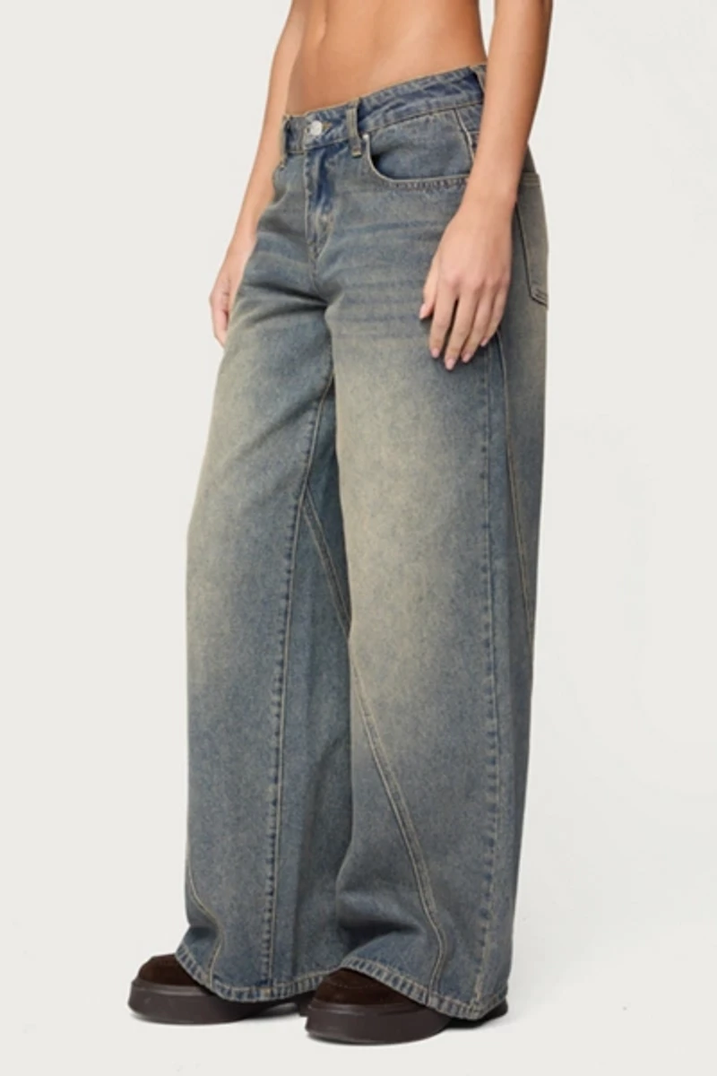 Edikted Vintage Washed Low Rise Baggy Jeans