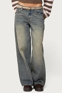 Edikted Vintage Washed Low Rise Baggy Jeans