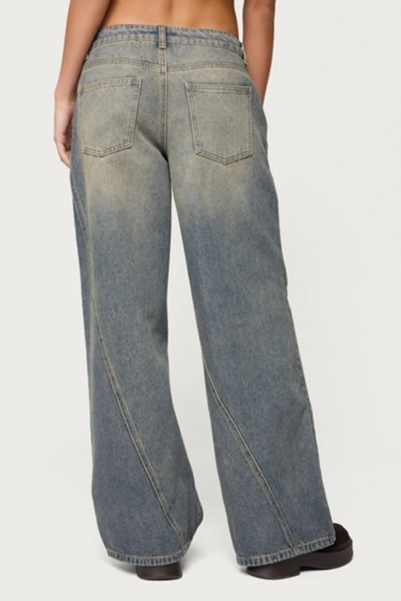 Edikted Vintage Washed Low Rise Baggy Jeans