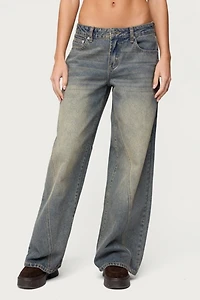 Edikted Vintage Washed Low Rise Baggy Jeans