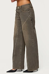 Edikted Charliza Stud Low Rise Baggy Jeans