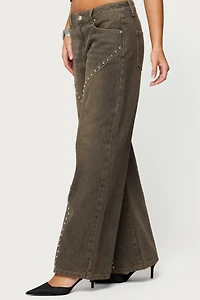Edikted Charliza Stud Low Rise Baggy Jeans